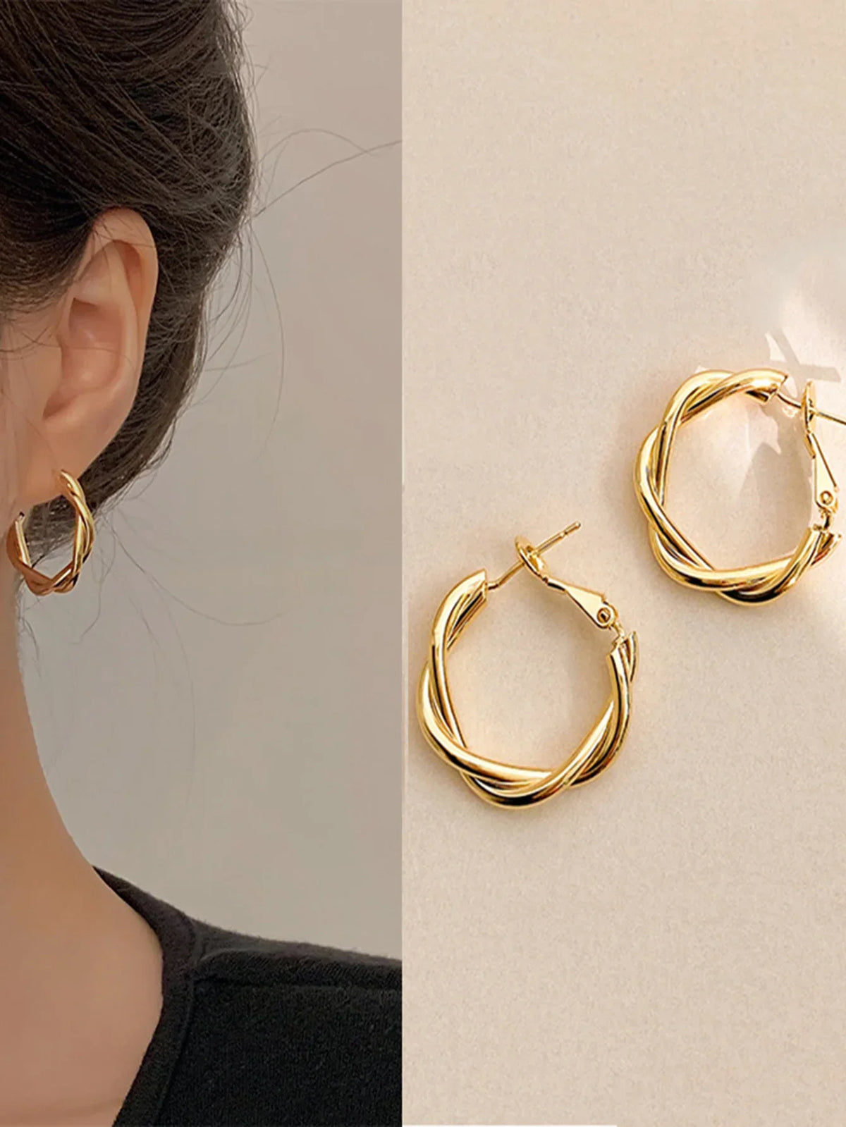 Zenvalora® 2 pieces of women's European and American creative double loop wrapped earrings, outdoor carnival, party, holiday dressing gifts
