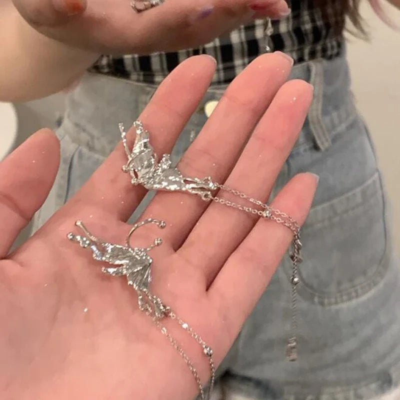 Zenvalora® Y2K Irregular Liquid Earrings for Women Silver Color Hip-Hop Punk Fashion Geometric Earring Clip Girl 2024 Trendy Party Jewelry
