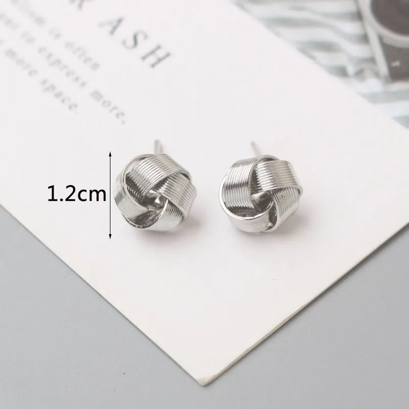 Zenvalora® Tiny Metal Stud Earrings for Women Gold Color Twist Round Earrings Small Unusual Earrings boucles d'oreilles Fashion Jewelry
