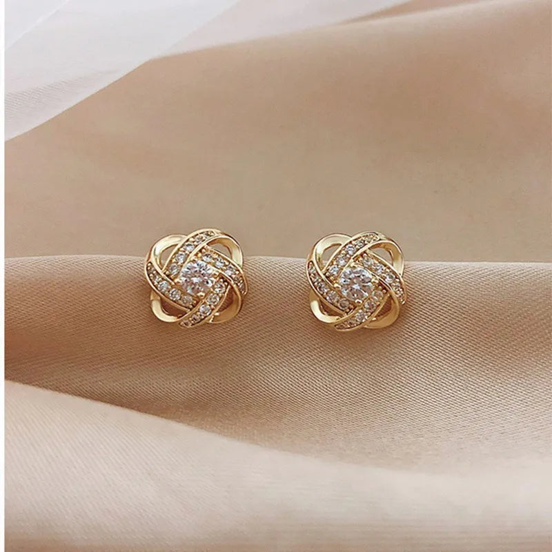 Zenvalora® Light Luxury Zircon Stud Earrings Simple Cross Hollow Geometric Earrings Wedding Party Exquisite Ear Jewellery Women Gifts