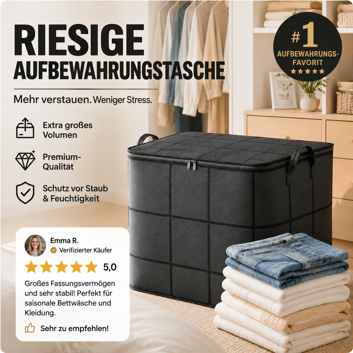 💥 50 % RABATT – WERKSABVERKAUF 📦 Faltbare Aufbewahrungstasche – wasserabweisend, staubgeschützt, extra groß & leicht zu transportieren 🌟