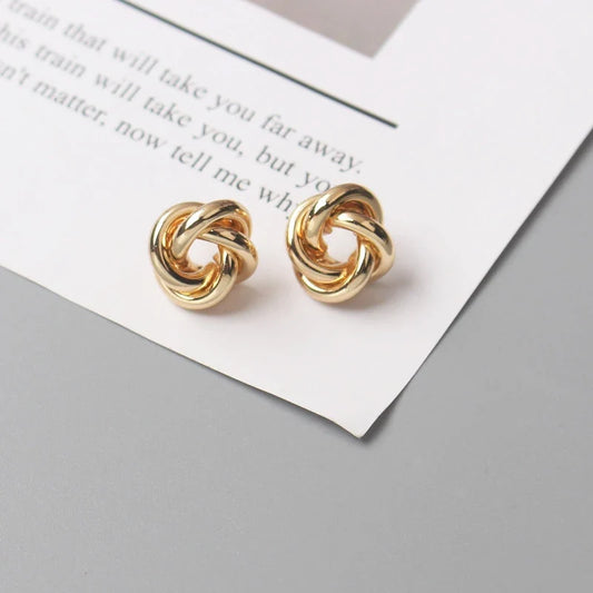 Zenvalora® Tiny Metal Stud Earrings for Women Gold Color Twist Round Earrings Small Unusual Earrings boucles d'oreilles Fashion Jewelry