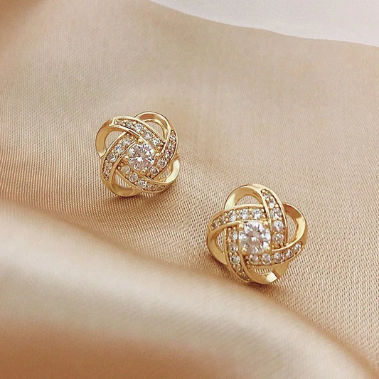 Zenvalora® Light Luxury Zircon Stud Earrings Simple Cross Hollow Geometric Earrings Wedding Party Exquisite Ear Jewellery Women Gifts