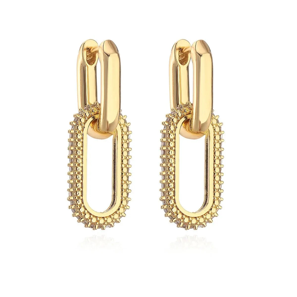 Zenvalora® Shiny Rhinestone Geometric Earrings Ladies Fashion Light Luxury Elliptical Double Ring Earrings Exquisite Party Accessories