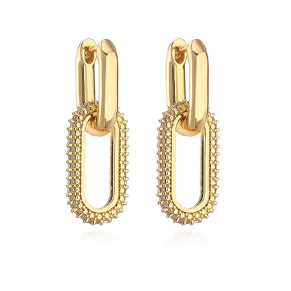 Zenvalora® Shiny Rhinestone Geometric Earrings Ladies Fashion Light Luxury Elliptical Double Ring Earrings Exquisite Party Accessories