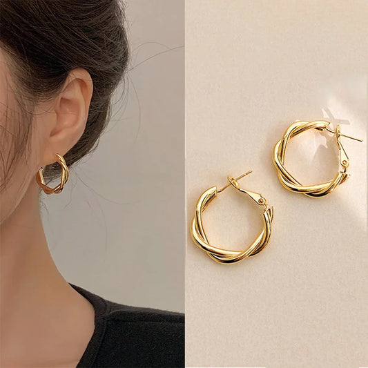 Zenvalora® 2 pieces of women's European and American creative double loop wrapped earrings, outdoor carnival, party, holiday dressing gifts