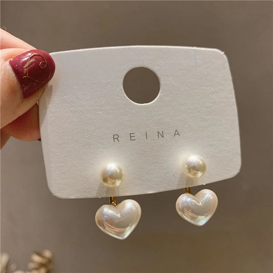 Zenvalora® 1 Pair Of European And American Simple Temperament Lady Love Pearl Cold Wind Earrings