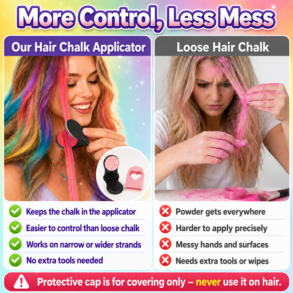 🆙 TODAY ONLY: 50% OFF!! 🌈 12-Colour Hair Chalk Applicator Set 🌈 | ✅ No Bleaching, No Stains |