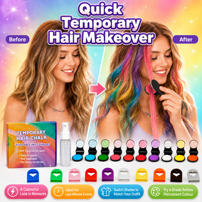 🆙 TODAY ONLY: 50% OFF!! 🌈 12-Colour Hair Chalk Applicator Set 🌈 | ✅ No Bleaching, No Stains |