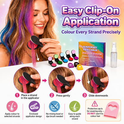 🆙 TODAY ONLY: 50% OFF!! 🌈 12-Colour Hair Chalk Applicator Set 🌈 | ✅ No Bleaching, No Stains |